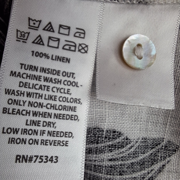 Tahari Womans 2XL Linen Shirt Button Down Blouse 3/4 Roll Tab Sleeves - Picture 7 of 7